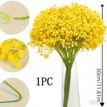 1-48pcs Artificial Yellow Baby's Breath, Bridal Bouquet, Silk Faux Flowers, Wedding Party Decor, Living Room Decor, Room Decor, Bathroom Decor, Wedding Floral, DIY Home Garden Office, Valentine's Day, Birthday Graduation Gift, Artificial Plants, Table Centerpiece Decor, Birthday Party, Holiday Decor Anniversary, Cafe, Office, Garden, Balcony Decor, Fake Flowers - Yellow - View 14