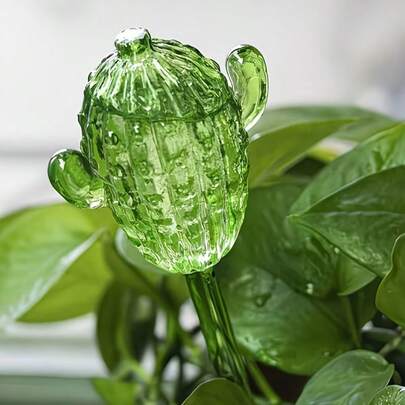 1/2/4pcs Cactus Drip Watering Balls With Slow Release Spout - Slow Drip Irrigation, Realistic Cactus Design, Durable Plastic Plant Balls For Indoor/Outdoor Succulents, Desert Plants, Potted Plants - Cactus Lover Gardening Gift, Spherical Texture, Indoor Plant Care, Fun Garden Decor, Long-Lasting Design, Essential For Home Gardeners