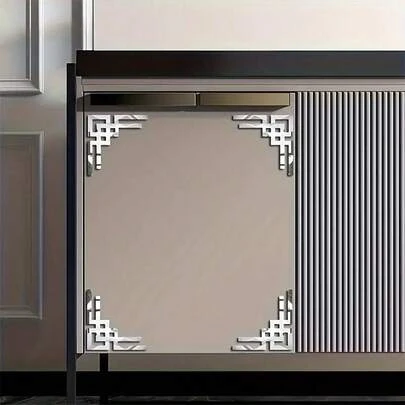4片装3D亚克力镜面墙贴，DIY自粘镜面贴纸，防碎可移除，适用于转角柜斜角装饰，可用于墙面踢脚线/天花板/窗户玻璃装饰，适用于卧室/客厅/浴室/厨房/电视背景墙/家具柜，10厘米