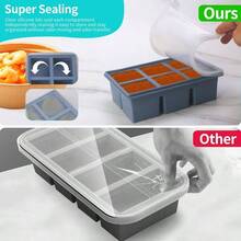 1/2 Cup Silicone Freezer Tray With Lid - Silicone Freezer Molds 2 - Pack Meal Prep Freezing Of Various Sauces And Other Dishes, Makes 12 1/2 Cup Portions Cubes Blue 2 Pack - 藍色 2 件裝 - 查看 5