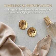 Khuyên tai nữ, thiết kế sọc tròn mạ vàng, phong cách tối giản, mang hơi hướng cổ điển, làm từ thép không gỉ, phù hợp để đeo hàng ngày và dự tiệc. - Nhiều màu - Xem 2