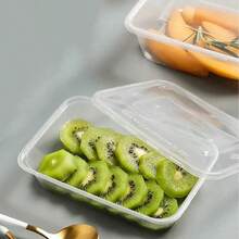 50 件带按扣盖的食品储存容器，可堆叠和微波炉加热，适合备餐和外卖，耐用的矩形便当盒 - 透明色 - 查看 5
