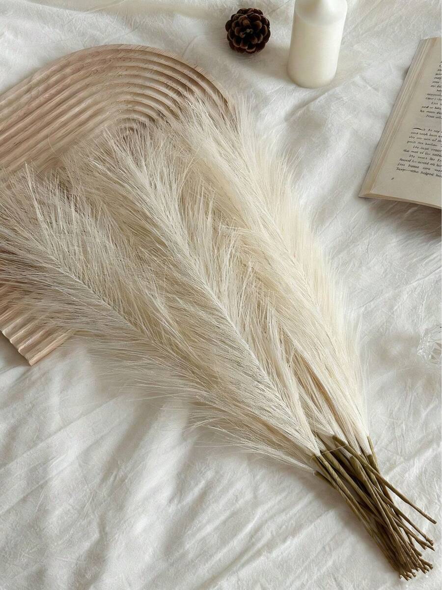 10pcs Artificial Reed Decor, Suitable For Home Living Room Floral Plant Decoration - Beige - View 1