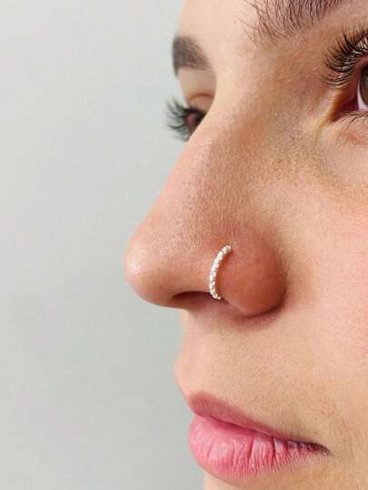 4 pezzi/1 pezzo Anelli per il naso in acciaio inossidabile 316L con zirconia, anelli/piercing finti per il naso 16G/18G, orecchini stile Y2K con cerchio forato, disponibili in 6mm/8mm/10mm/12mm - Orecchini a cerniera ipoallergenici, adatti per anelli del setto nasale, cartilagine auricolare, lobo, trago, anelli per l'ombelico, anelli per i capezzoli, regali, adatti per uso quotidiano e feste