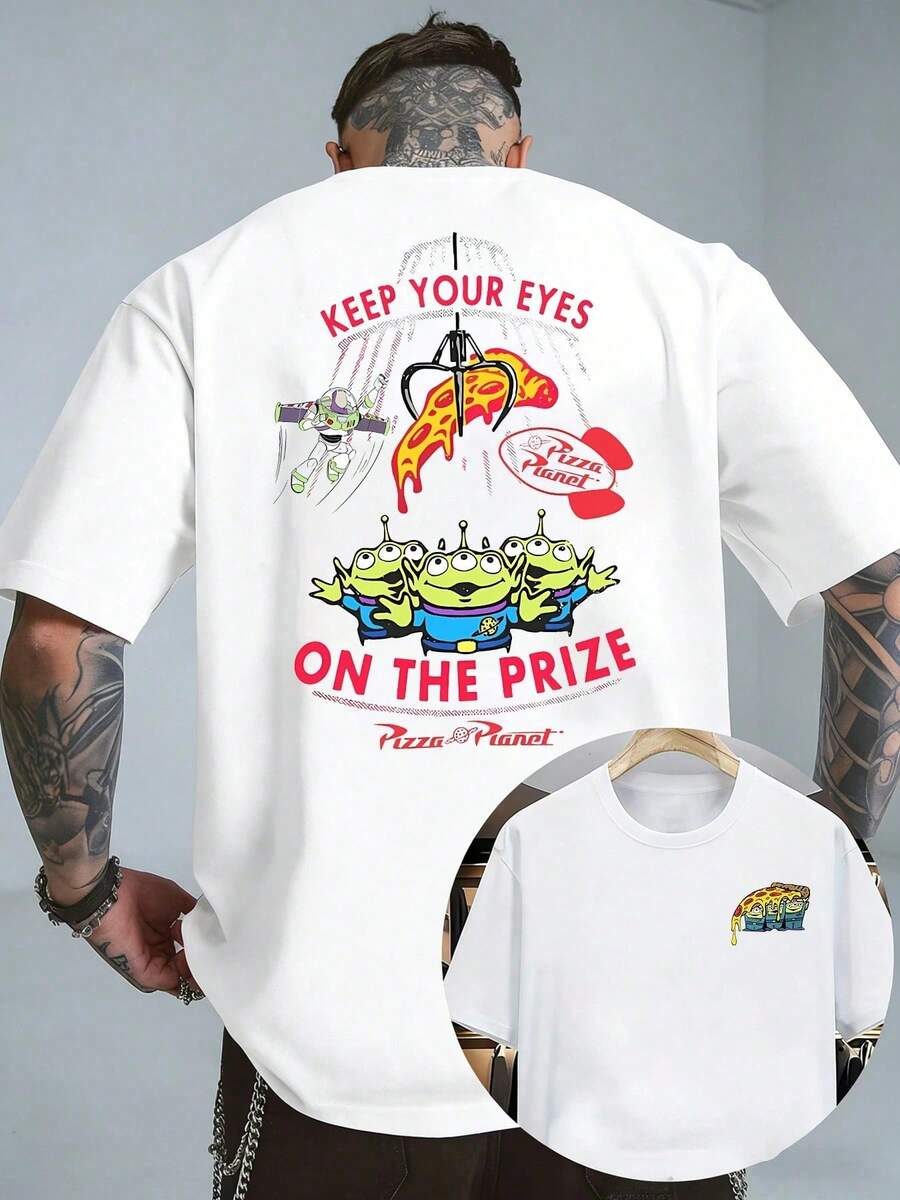 Disney Story Toy Alien T-Shirt, Keep Your Eyes On The Prize Sweatshirt, Pi-Xar Green Man Hoodie, WDW Family Trip Tee, Pizza Planet Shirt - 白色 - 查看 1
