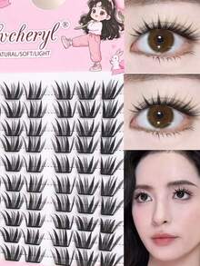 Lvcheryl 60 Clusters Ultra-Lightweight Lashes,Fox Individual Lashes Mixed Length, Natural Looking Cluster Lashes DIY Wispy False Eyelashes For Beginner - C - View 4