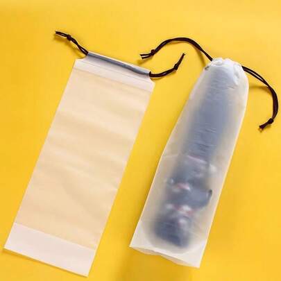 1/10/50pcs Umbrella Storage Bags, Transparent Waterproof Storage Bags, Drawstring Bags, Convenient Drawstring Storage Bags, Plastic Storage Bags
