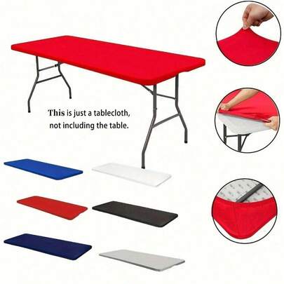 Stretchable Polyester Tablecloth - Washable,Stretch Table Cover,Washable Fitted Tablecloth,Party Tablecloth,Outdoor Tablecloth,Reusable Tablecloth, Wrinkle-Resistant Rectangular Cover For Dining & Kitchen Parties