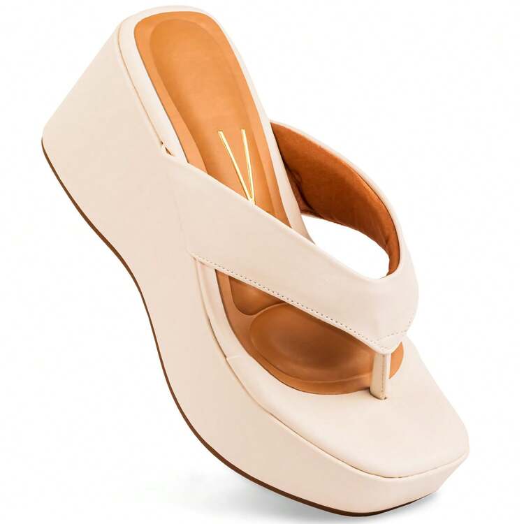 Tamanco Vizzano Salto Alto Anabela Confortável Original 6559 - Branco Off - Visão 9