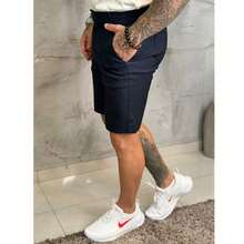 Men's Premium Tailored Ribbed Bengaline Shorts, Colorful, Stylish, And Sporty - Navy Blue - View 4