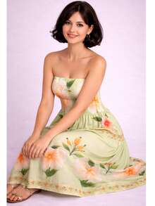 July Strapless Tropical Dress In Various Prints, 2025 Collection - mùa xuân xanh - Xem 1