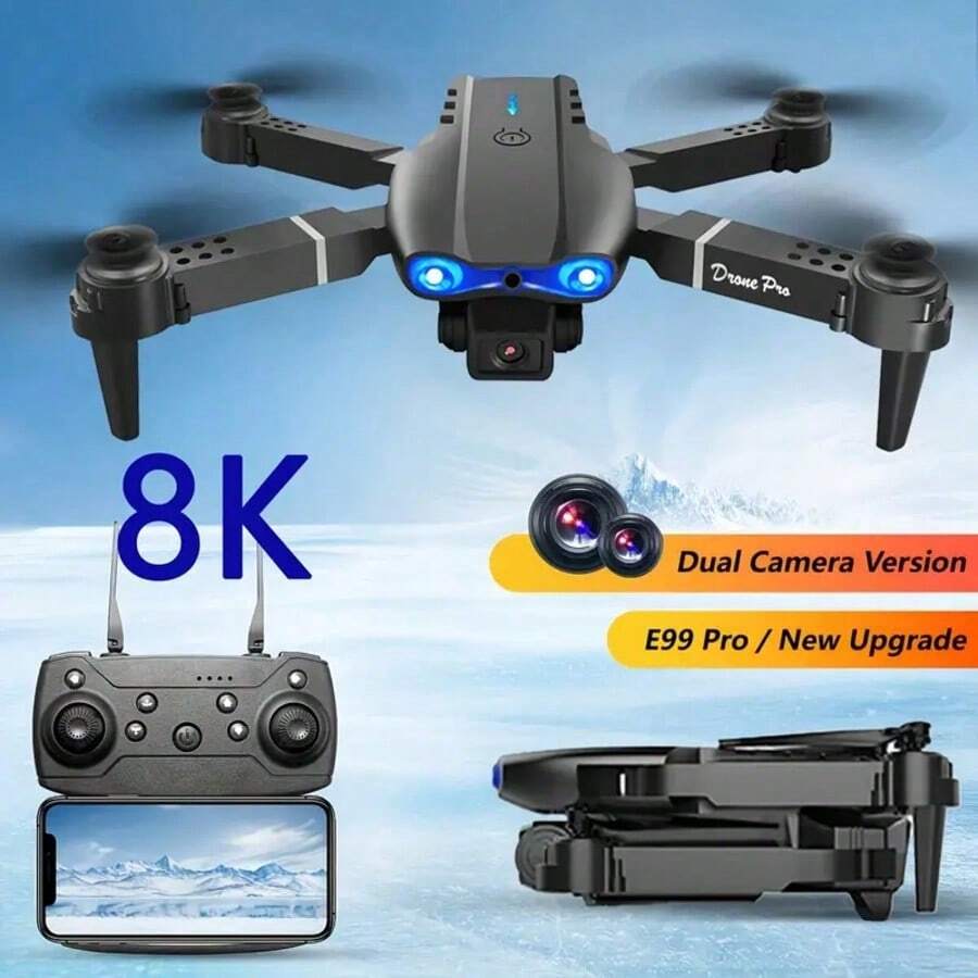 E88 Pro Foldable Drone With 8K Dual Camera, Easy To Fly RC Quadcopter For Beginners, 360° Rolling Stunt, One Key Landing, Intelligent Hover, FPV Live Video, Portable Pocket Drone With Carry Case For Travel Outdoor Camping - View 1