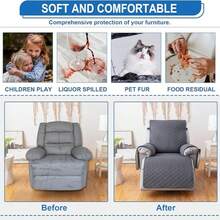 Vỏ bọc ghế nằm chống thấm nước 100%, không xê dịch, chống trượt, có 5 túi, dây chun, có thể giặt máy, phù hợp cho trẻ em, thú cưng và chó. - Màu xám đen - Xem 4