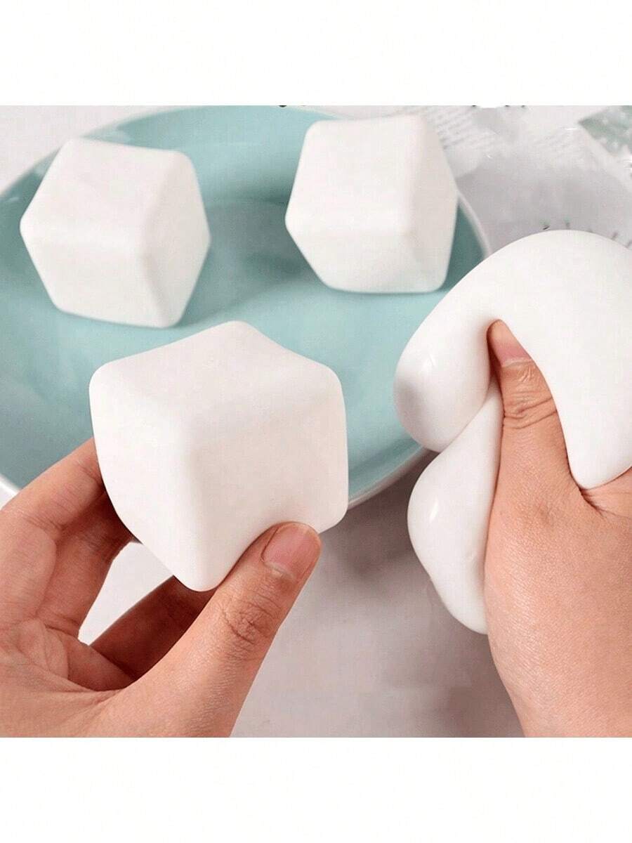 One Soft Tofu Stress-Relieving Toy, White Tofu Stress-Relieving Artifact, Squeeze Toy, Tofu. - View 1