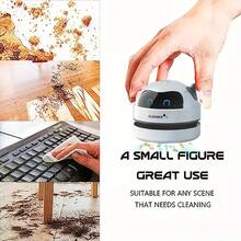 RAF 1 pieza Mini aspiradora de escritorio, portátil y recargable por USB, con diseño de robot lindo, herramienta de limpieza de escritorio silenciosa para recoger pequeños artículos, migas, trozos de goma de borrar, regalo ideal para vuelta al cole, Halloween, Navidad, cumpleaños - Mango corto de mano - Ver 5