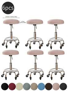 1/4/6 件装吧台凳套，圆形凳套，带松紧带，吧台凳座套，可水洗凳垫套，采用弹力厚实面料，高弹圆形椅套，柔软椅垫套，适用于直径 9-13.7 英寸的凳子，米色 - 彩色 - 查看 10