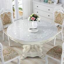 1pc Round PVC Table Mat, Floral Round Table Mat, Round Dining Table Mat, Original Coffee Table Mat, Table Protector Mat, Table Mat, Soft Glass Table Mat, Dining Table Moisture-Proof Mat, Tablecloth - Multicolor - View 1