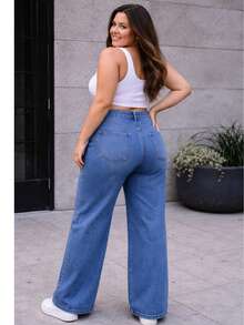 Women's Plus Size Wide Leg Jeans, Sizes 46 To 54, Very High Quality - Torn Marble - View 2