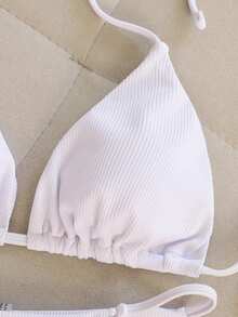 Bộ bikini nữ gợi cảm phong cách Bohemian màu trắng, áo hai dây kết hợp với quần bơi buộc dây điều chỉnh được, đồ bơi co giãn cao, thích hợp cho kỳ nghỉ ở bãi biển và hồ bơi. - trắng - Xem 4