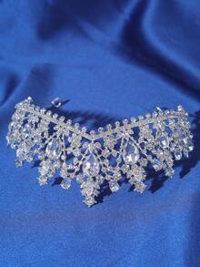 Luxury Silver Water Drop Crystal Bridal Crown, Handset Rhinestone Wedding Crown Suitable For Bride, Bridesmaid, Ball, Gala - Silver - View 5