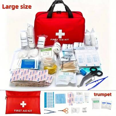 Kit de primeros auxilios compacto, suministros médicos de emergencia multiusos en bolsa portátil para uso al aire libre, caza, senderismo, camping, hogar y automóvil