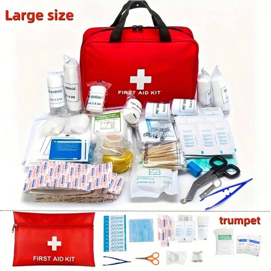 Portable First-Aid Kit, Containing Safety Pins And Tools, Suitable For Home, Car, Camping And Hiking. - View 1