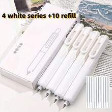 [Bút bi cho mùa tựu trường] Bộ 14 bút bi bấm cầm tay tiện dụng cho mùa tựu trường, bút ký dung lượng lớn, mực đen 0.5mm, 4 bút + 10 ruột bút thay thế - Hình chữ nhật - Xem 12