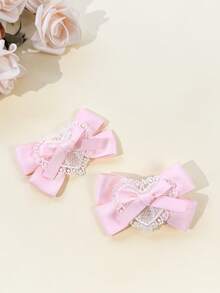 2pcs/Set Sweet Cute Heart & Bow Tie Hair Clips, Versatile Minimalist Hairpins, Suitable For Daily Commute, Festivals, Parties, Birthdays, Outings, Photography, Any Occasion, Great Gift For Best Friends - Multicolor - View 14