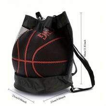 A Basketball Backpack, Oxford Cloth Shoulder Crossbody Bag, Basketball Net Backpack, Volleyball And Football Bag - Black - View 8