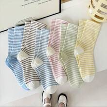 1/3/5 paia di calzini minimalisti a motivo dopaminergico, adatti per primavera, estate, autunno, uso casual, viaggi, fotografia, vacanze, regalo per amici - Multicolore - Visualizzare 19