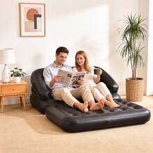 5-In-1 Inflatable Air Sofa Bed Multi-Function Double Air Bed Foldable Couch Lounge Chair Portable - Blue - View 6