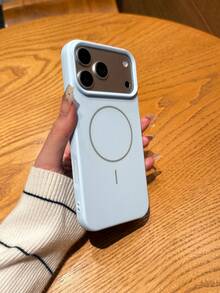 Ốp lưng điện thoại silicon mềm từ tính cao cấp, tương thích với iPhone 17/16/15/14/13/12/11 Pro Max Plus, hỗ trợ sạc không dây từ tính, bảo vệ chống sốc. - Màu xanh nhạt - Xem 2