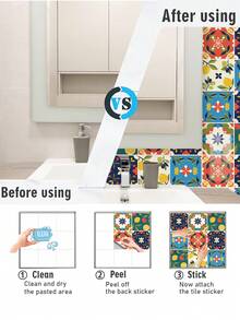 12 piezas de pegatinas de azulejos con diseño floral de plantas, resistentes al agua y al aceite, calcomanías de vinilo removibles para salpicadero de cocina - 12 piezas - Ver 10