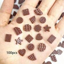 20/50/100pcs/Mixed Random Resin Chocolate Replica Decorative Nail Art Set, For Manicure & DIY Crafts, Various Mini Realistic Chocolate Shapes, Non-Alcoholic Collectible Accessories - Multicolor - View 7