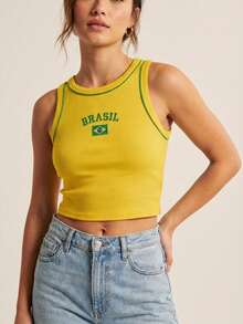 Premium Ribbed Cropped Tops From Brazil – Style, Comfort, And Attitude - Màu vàng - Xem 4