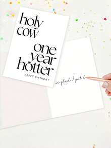 1张“我的天哪，又热辣了一岁”趣味生日贺卡，带信封 - 幽默的“又老了一岁”语录，可爱俏皮风格，内页空白 - A - 查看 4