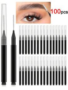 200pcs Micro Eyebrow Brushes With Caps For Eyebrow Shaping, Lashes, Eyebrow Filling, Tinting, Grooming, Eyebrow Brush And Eyeshadow Brush - Multicolor - View 16