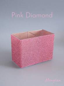 2-Compartment Rhinestone Makeup Brush Holder - Embedded Diamond Desktop Vanity Storage Box, Ideal Gift For Storing Makeup Tools, Cosmetics And Stationery, Suitable For Wedding Season And Mother's Day - Multicolor - View 10