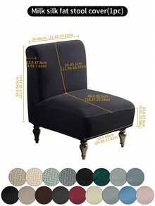 1pc Striped/Silver Fox Velvet/Milk Silk Pouf Cover, Minimalist Solid Color Stretch Stain-Resistant Dustproof Full Wrap Sofa Slipcover, Suitable For Daily Use In Internet Cafe, Living Room, Bedroom - Multicolor - View 14