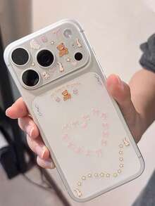 Bowknot Element Mobile Phone Screen Protector DIY Cute Bear Stickers, For IPhone 17Pro/17Pro Max Anti-Fingerprint/Anti-Glare/Anti-Scratch, Fashionable Sweet And Adorable Mother's Day Gift - White - View 4