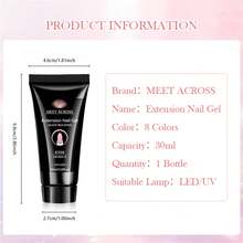MEET ACROSS 1pc 30ml Pink Nail Extension Gel Polish , Long Lasting , Odorless, Easy To Use, Semi Permanent Quick Extension Nail Gel, Poly UV Gel For Summer Nails, Manicure Nail Art DIY For Salon & Home Use , Nail Supplies - 粉色 - 查看 9