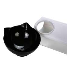 1 Bộ bát ăn đôi cho thú cưng kèm khay đựng nước, bát ăn đôi chống trượt cho mèo, miệng bát nghiêng, thích hợp cho mèo và chó. - đen - Xem 7