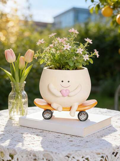 1 chậu hoa di động dễ thương, chậu trồng cây có bánh xe, chậu hoa trong nhà và ngoài trời, khay trồng cây, giá đỡ cây vui nhộn, chậu cây xách tay, món quà ý nghĩa dành cho người yêu cây cảnh, quà tân gia, sinh nhật hoặc bất kỳ dịp nào, kết hợp giữa tính thẩm mỹ và chức năng.