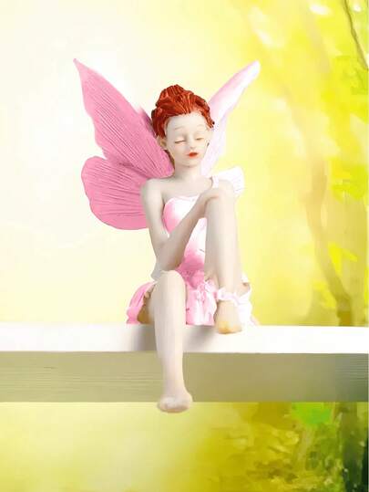 Cute Resin Decorative Figurine, Purple Winged Fairy Sculpture Suitable For Garden, Pond, Planter Edges. Weather-Resistant Resin Sculpture, Ideal For Backyard, Balcony, Patio, Outdoor Landscape, Adorable Animal And Fairy Themed Garden Decor