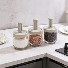 1pc Kitchen Salt & Seasoning Jar, Leak-Proof Telescopic Spice Bottle, Crystal Glass, Airtight Moisture-Proof Spice Jar - White - View 12