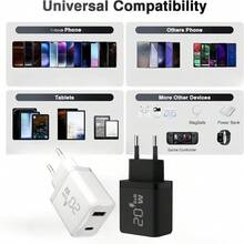 20W GaN Dual Port Fast Wall Charger, PD USB-C & QC3.0 USB-A Travel Power Adapter, Compact Mini Charging Plug Compatible With IPhone 17 16 15 14 13 12 Pro Max, Pro, All Android Smartphones - Black Adapter - View 4