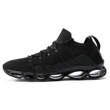Big Size Mens Sneakers Shock Absorbing Walking Shoes Breathable Comfortable Running Shoes For Men Lightweight Athletic Casual Shoes - 黑色 - 查看 2