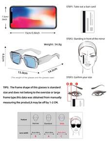 1副男士方形厚框高品质个性化简约时尚眼镜，适合旅行、休闲、派对、海滩和日常佩戴 - 2pcs組合裝(黑黑十灰藍) - 查看 5