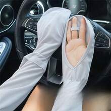 2pcs Spring, Summer And Autumn Sun Protection Sleeves, Ice Silk Outdoor Driving Ice Sleeves, Anti-Ultraviolet Arm Guards, Large Sleeves, Sun Protection Gloves - A - View 15