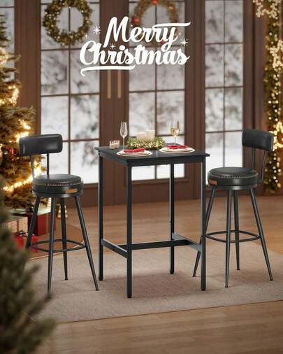 Bar Table, Small Kitchen Dining Table, High Top Pub Table, Height Cocktail Table For Living Room Party, Sturdy Metal Frame, 23.6 X 23.6 X 36.2 Inches For Narrow Spaces